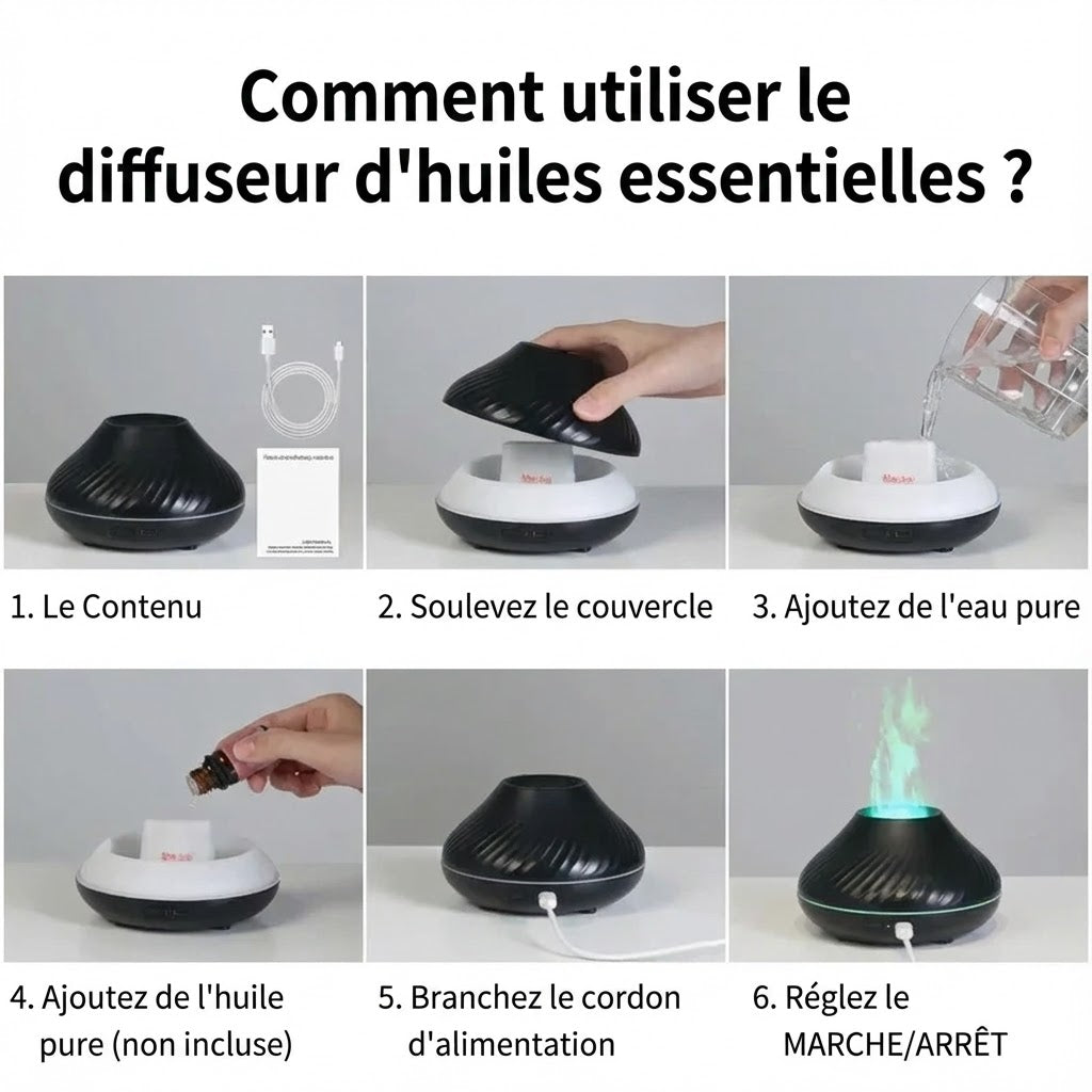 Diffuseur Volcanique Zen™ - Effet Flamme (Huiles Essentielles)